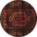 Round Persian Brown Traditional Rug, tr3113brn