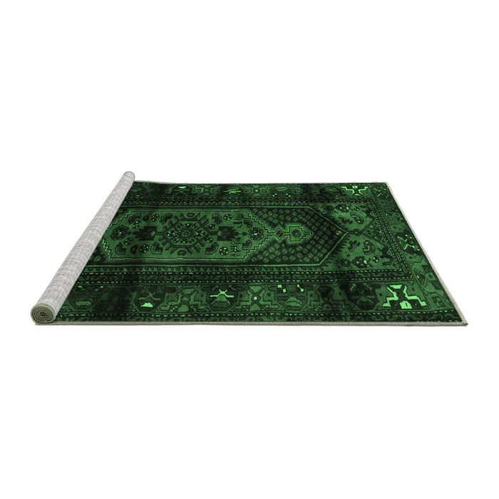 Sideview of Machine Washable Persian Emerald Green Traditional Area Rugs, wshtr3113emgrn