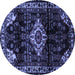 Round Machine Washable Persian Blue Traditional Rug, wshtr3114blu