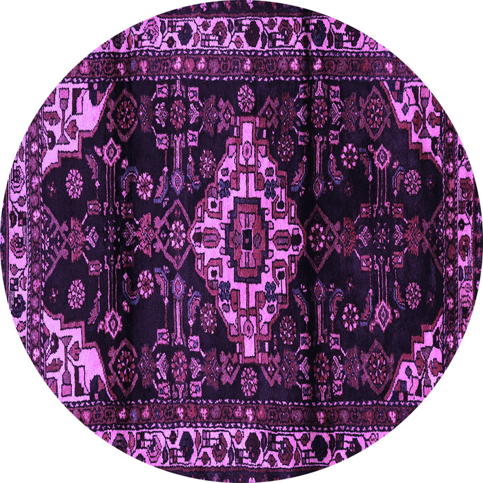 Round Machine Washable Persian Purple Traditional Area Rugs, wshtr3114pur