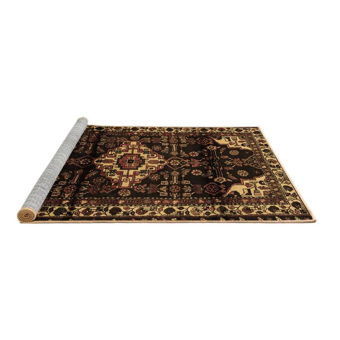 Sideview of Machine Washable Persian Brown Traditional Rug, wshtr3114brn