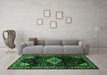 Machine Washable Persian Emerald Green Traditional Area Rugs in a Living Room,, wshtr3114emgrn