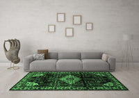 Machine Washable Persian Emerald Green Traditional Rug, wshtr3114emgrn