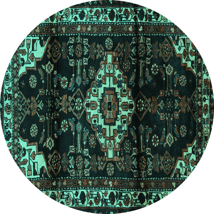 Round Persian Turquoise Traditional Rug, tr3114turq