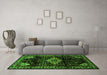 Machine Washable Persian Green Traditional Area Rugs in a Living Room,, wshtr3114grn