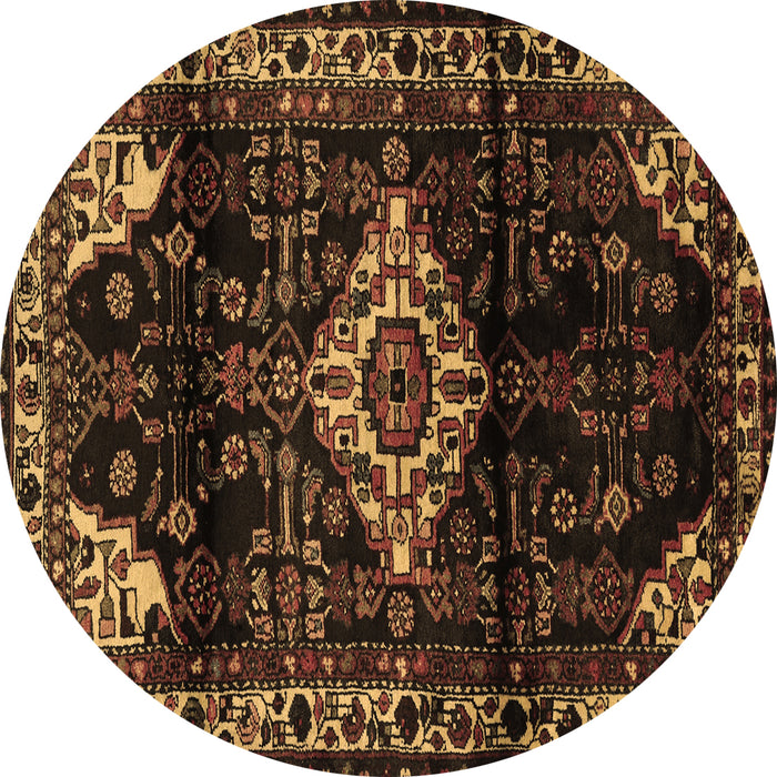 Round Machine Washable Persian Brown Traditional Rug, wshtr3114brn