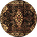 Round Machine Washable Persian Brown Traditional Rug, wshtr3114brn