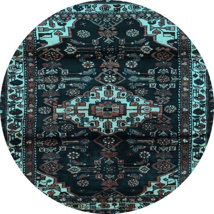 Round Machine Washable Persian Light Blue Traditional Rug, wshtr3114lblu