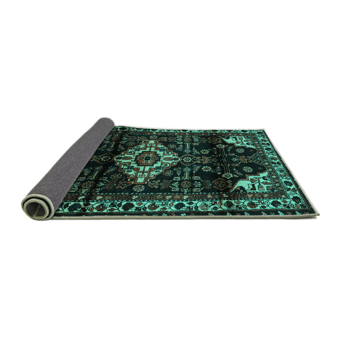 Sideview of Persian Turquoise Traditional Rug, tr3114turq