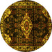 Round Machine Washable Persian Yellow Traditional Rug, wshtr3114yw