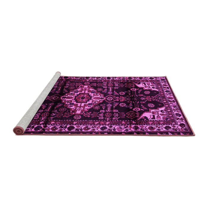 Sideview of Machine Washable Persian Pink Traditional Rug, wshtr3114pnk