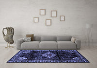 Machine Washable Persian Blue Traditional Rug, wshtr3114blu