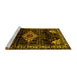 Sideview of Machine Washable Persian Yellow Traditional Rug, wshtr3114yw