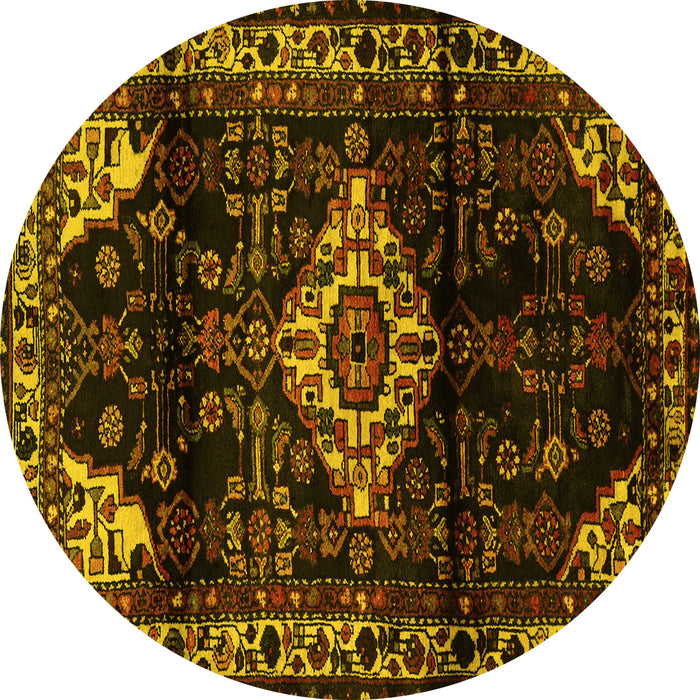 Round Persian Yellow Traditional Rug, tr3114yw