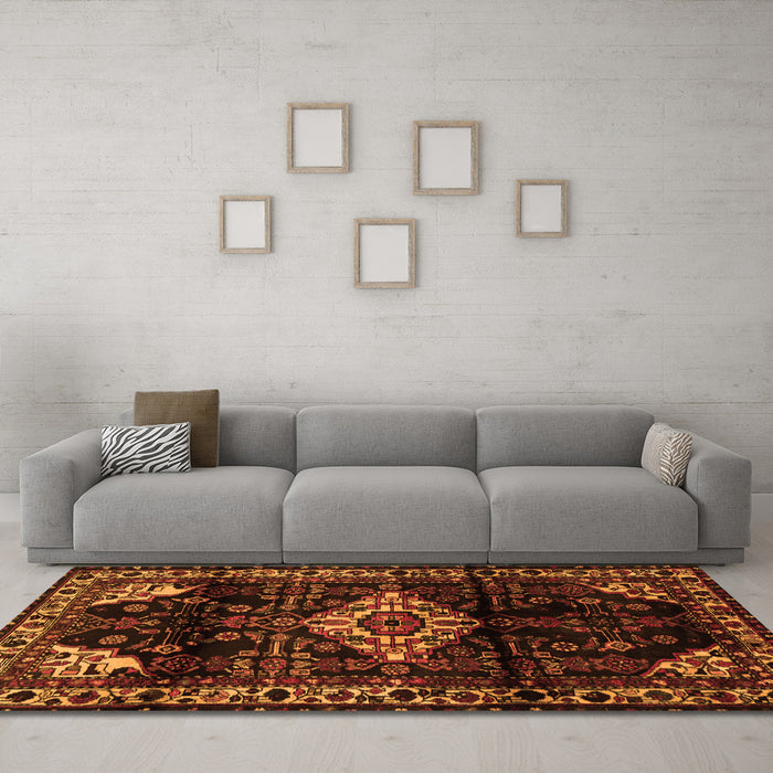 Machine Washable Persian Orange Traditional Area Rugs in a Living Room, wshtr3114org