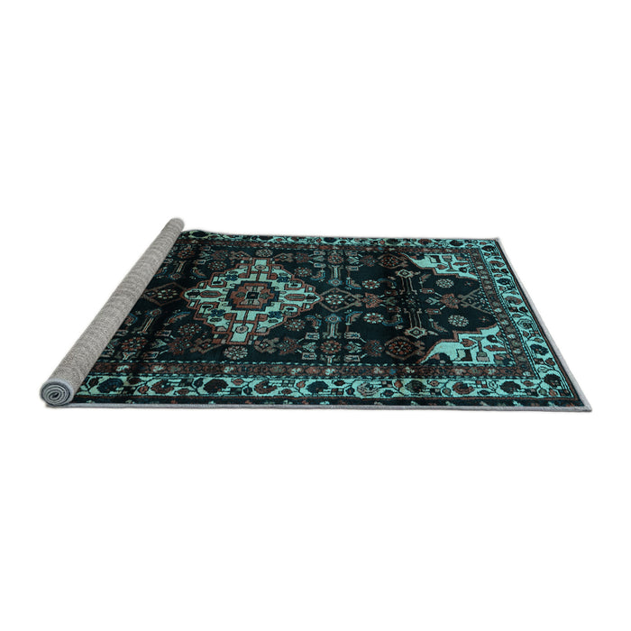 Sideview of Machine Washable Persian Light Blue Traditional Rug, wshtr3114lblu