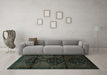 Machine Washable Persian Turquoise Traditional Area Rugs in a Living Room,, wshtr3115turq