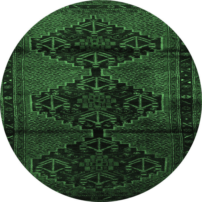 Round Persian Emerald Green Traditional Rug, tr3115emgrn