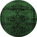 Round Persian Emerald Green Traditional Rug, tr3115emgrn