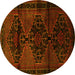 Round Persian Yellow Traditional Rug, tr3115yw