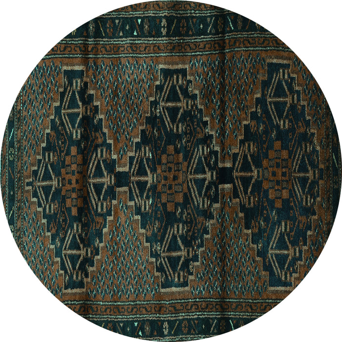 Round Persian Turquoise Traditional Rug, tr3115turq