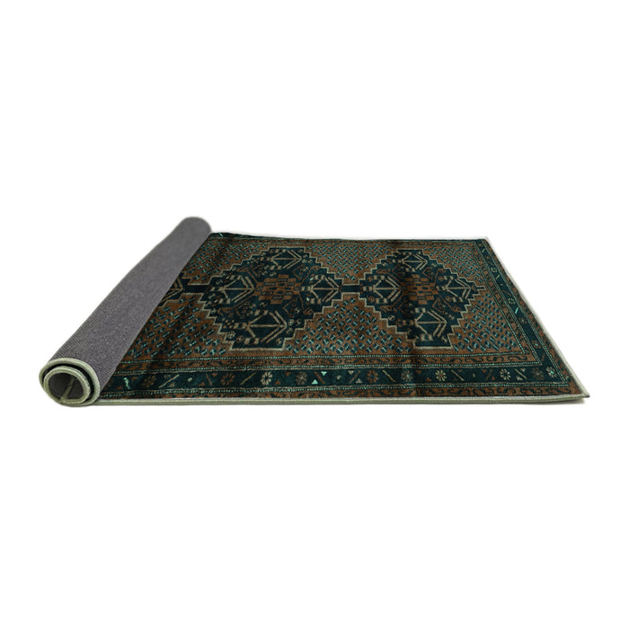 Sideview of Persian Turquoise Traditional Rug, tr3115turq