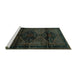 Sideview of Machine Washable Persian Turquoise Traditional Area Rugs, wshtr3115turq