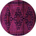 Round Machine Washable Persian Pink Traditional Rug, wshtr3115pnk