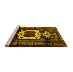 Sideview of Machine Washable Persian Yellow Traditional Rug, wshtr3116yw