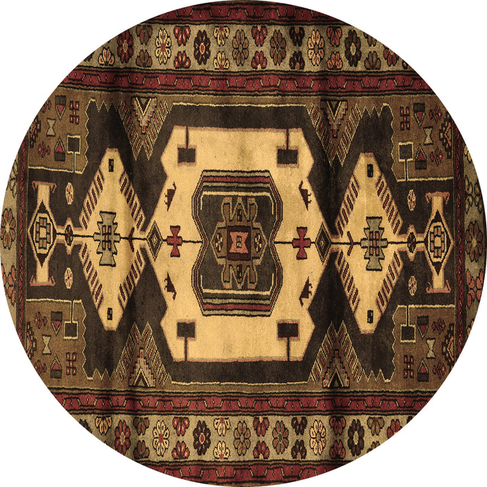 Round Machine Washable Persian Brown Traditional Rug, wshtr3116brn