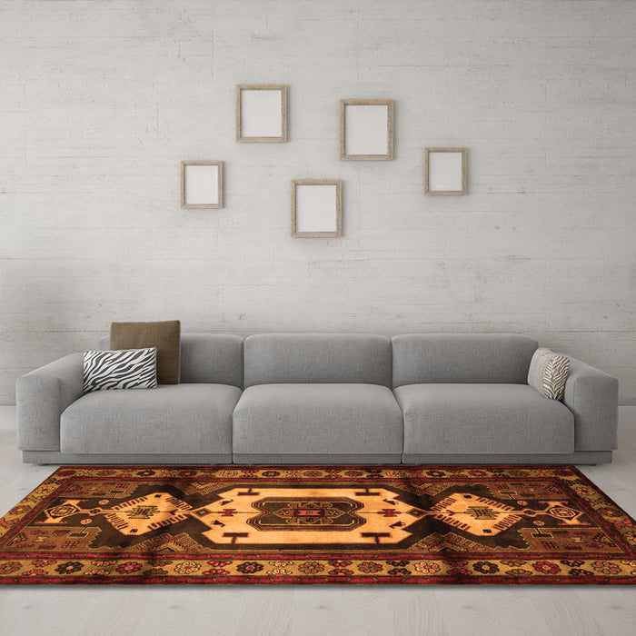 Machine Washable Persian Orange Traditional Area Rugs in a Living Room, wshtr3116org