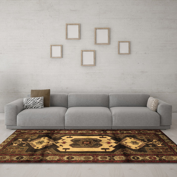 Machine Washable Persian Brown Traditional Rug in a Living Room,, wshtr3116brn
