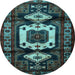 Round Machine Washable Persian Light Blue Traditional Rug, wshtr3116lblu