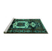 Sideview of Machine Washable Persian Turquoise Traditional Area Rugs, wshtr3116turq