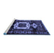 Sideview of Machine Washable Persian Blue Traditional Rug, wshtr3116blu