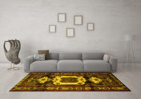 Machine Washable Persian Yellow Traditional Rug, wshtr3116yw