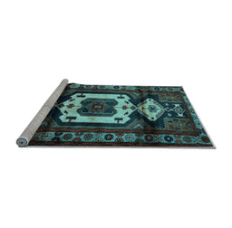 Sideview of Machine Washable Persian Light Blue Traditional Rug, wshtr3116lblu