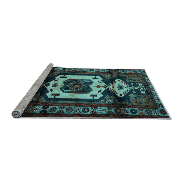 Sideview of Machine Washable Persian Light Blue Traditional Rug, wshtr3116lblu