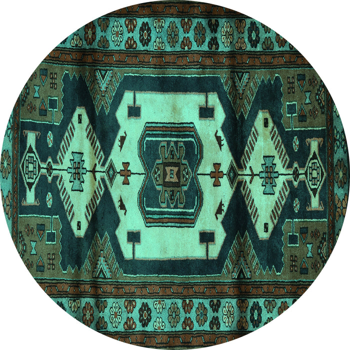 Round Persian Turquoise Traditional Rug, tr3116turq