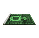 Sideview of Machine Washable Persian Emerald Green Traditional Area Rugs, wshtr3116emgrn