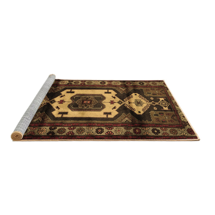Sideview of Machine Washable Persian Brown Traditional Rug, wshtr3116brn