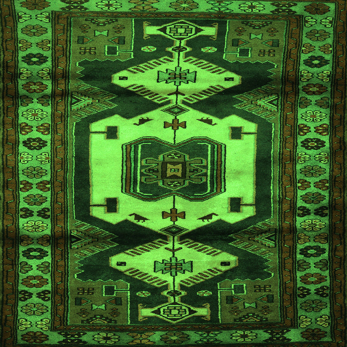 Round Machine Washable Persian Green Traditional Area Rugs, wshtr3116grn
