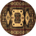 Round Persian Brown Traditional Rug, tr3116brn