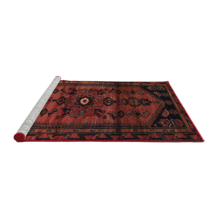 Sideview of Machine Washable Traditional Maroon Red Rug, wshtr3117