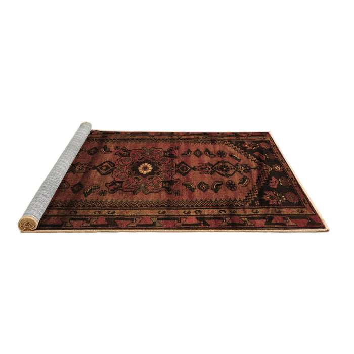 Sideview of Machine Washable Persian Brown Traditional Rug, wshtr3117brn