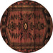 Round Persian Brown Traditional Rug, tr3117brn
