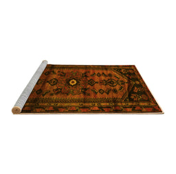 Sideview of Machine Washable Persian Yellow Traditional Rug, wshtr3117yw