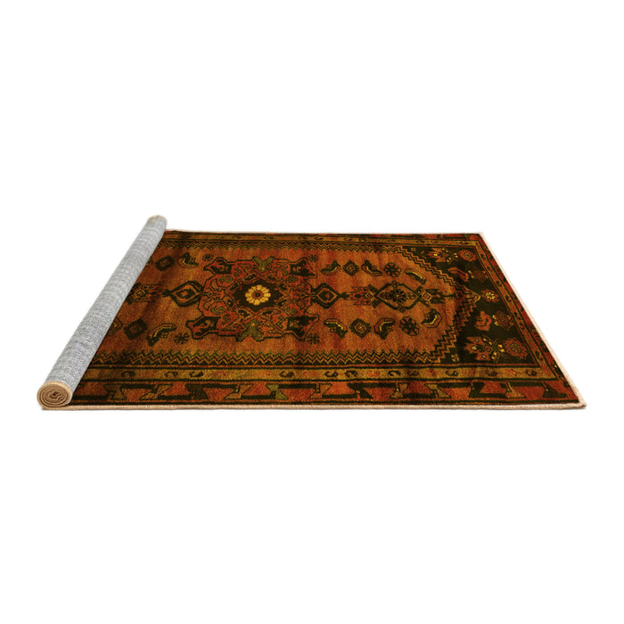 Sideview of Machine Washable Persian Yellow Traditional Rug, wshtr3117yw