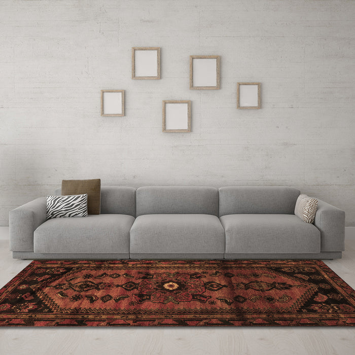 Machine Washable Persian Brown Traditional Rug in a Living Room,, wshtr3117brn