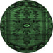 Round Persian Emerald Green Traditional Rug, tr3117emgrn